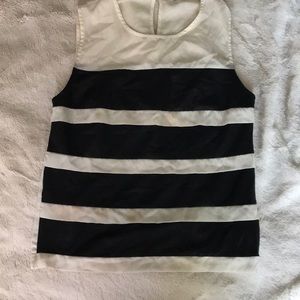 Leather black and white striped blouse